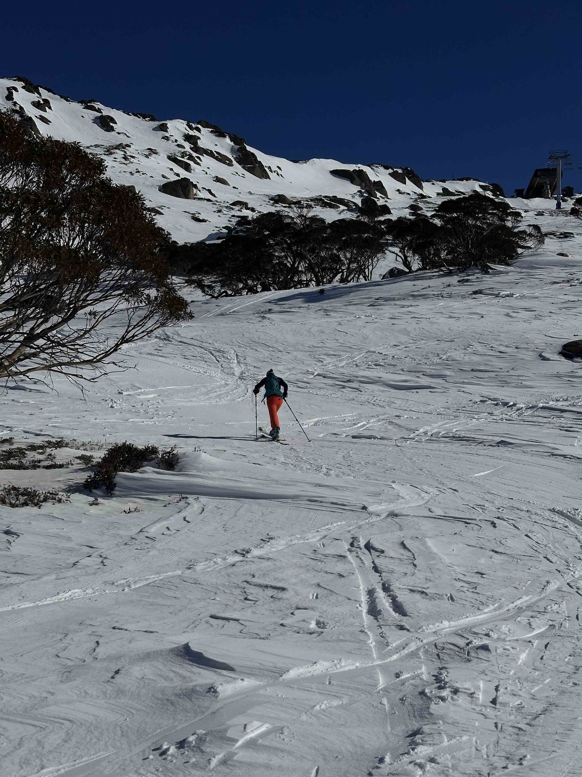 Skier in the Snowy Mountains